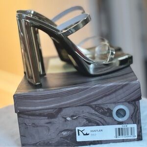 Jeffrey Campbell Hustler Gold Heel Sandals